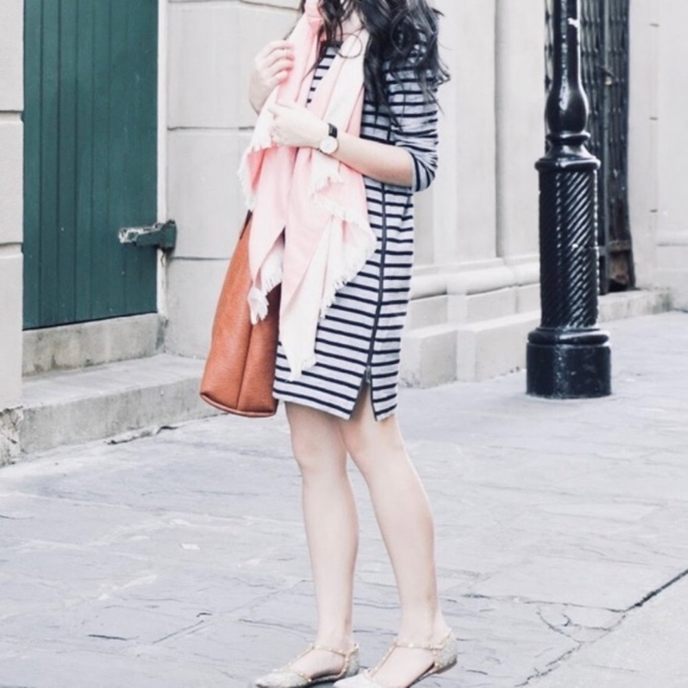 J CREW  Double Zip Striped Shift Dress